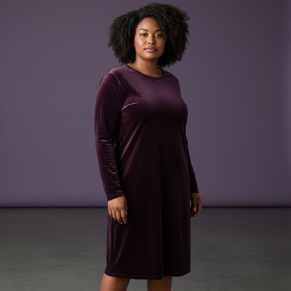 Jacqueline Ferrar Deep Purple,  velvet Long Sleeve Dress
